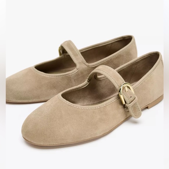 Zara Suede Strap Ballet Flats, size 7 1/2, excellent condition - Picture 1 of 14